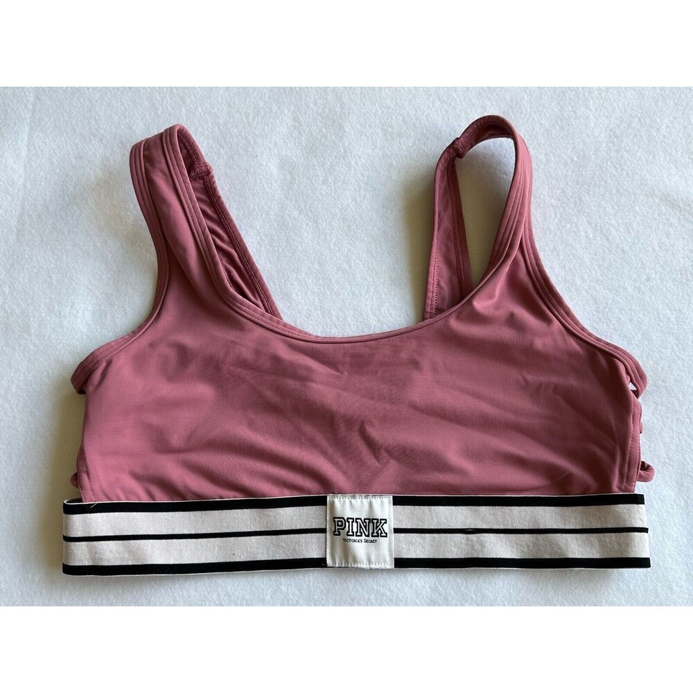 Victorias Secret VS PINK Rare Soft Begonia Logo Bralette Size Medium M Unpadded